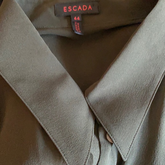 Escada 💯 Silk Dark Olive Beautiful Blouse - Picture 9 of 11